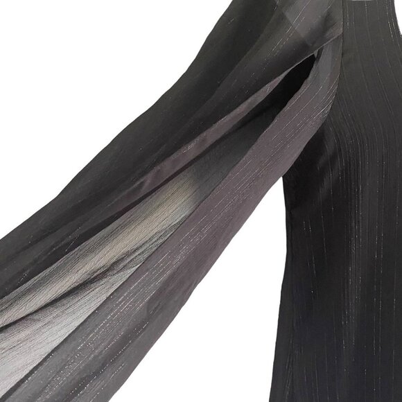 BCBG Paris Short Shift Dress Split Long Sleeves Black with Shimmer Women's Small - Picture 6 of 9